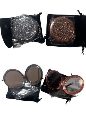 Glitter Compact Mirror - Silver or Rose Gold